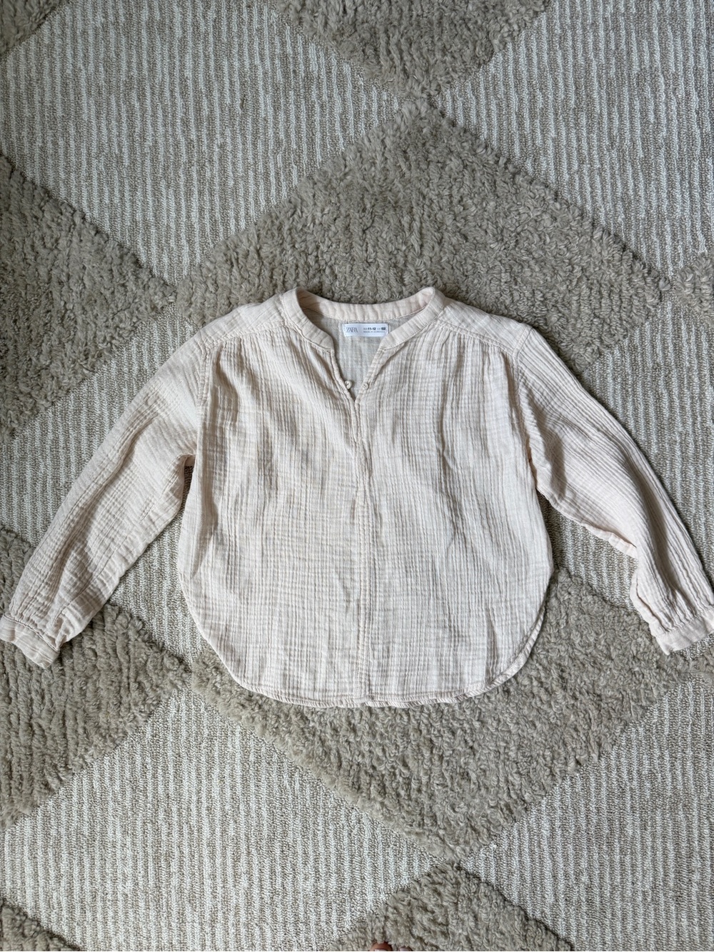 Girls' Zara Lightweight Cream Long-Sleeve Gauze Top